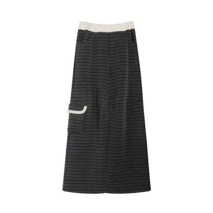 NAPSNAPS_Grey_Striped_Spliced_Plush_Waistband_Pocket_Women&