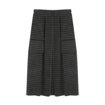 NAPSNAPS_Grey_Striped_Spliced_Plush_Waistband_Pocket_Women&