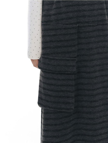 NAPSNAPS Grey Striped Spliced Plush Waistband Pocket Women&