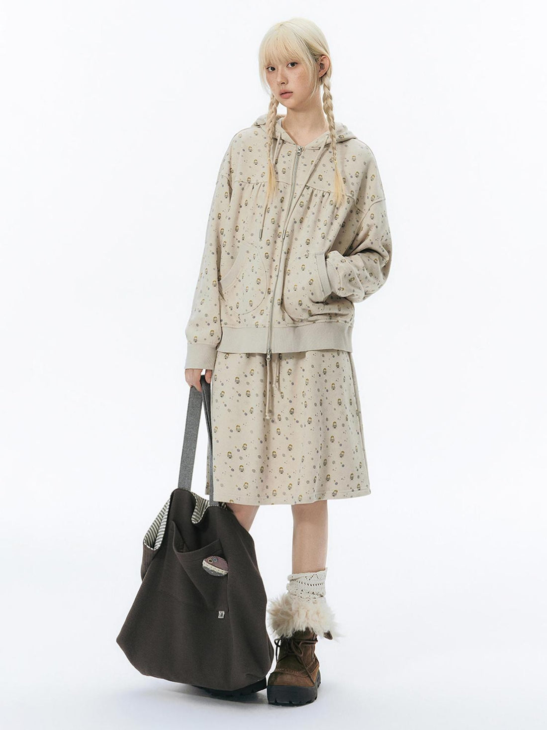 NAPSNAPS Hand Painted Hooded Drawstring Cardigan Pocket Cotton Women&