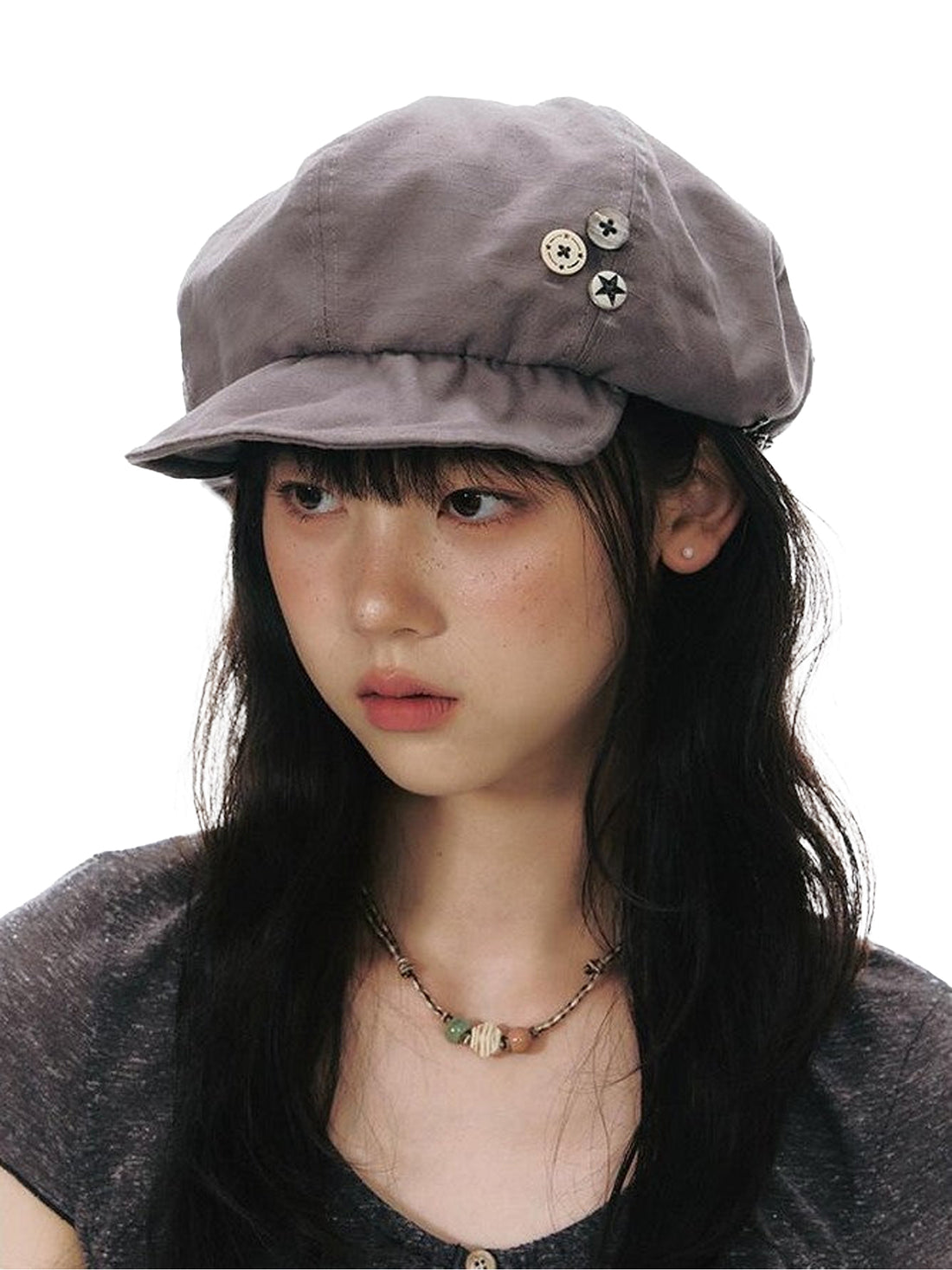 NAPSNAPS Handmade Octagonal Curved Brim Metal Buckle Women&