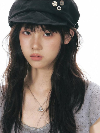 NAPSNAPS Handmade Octagonal Curved Brim Metal Buckle Women&