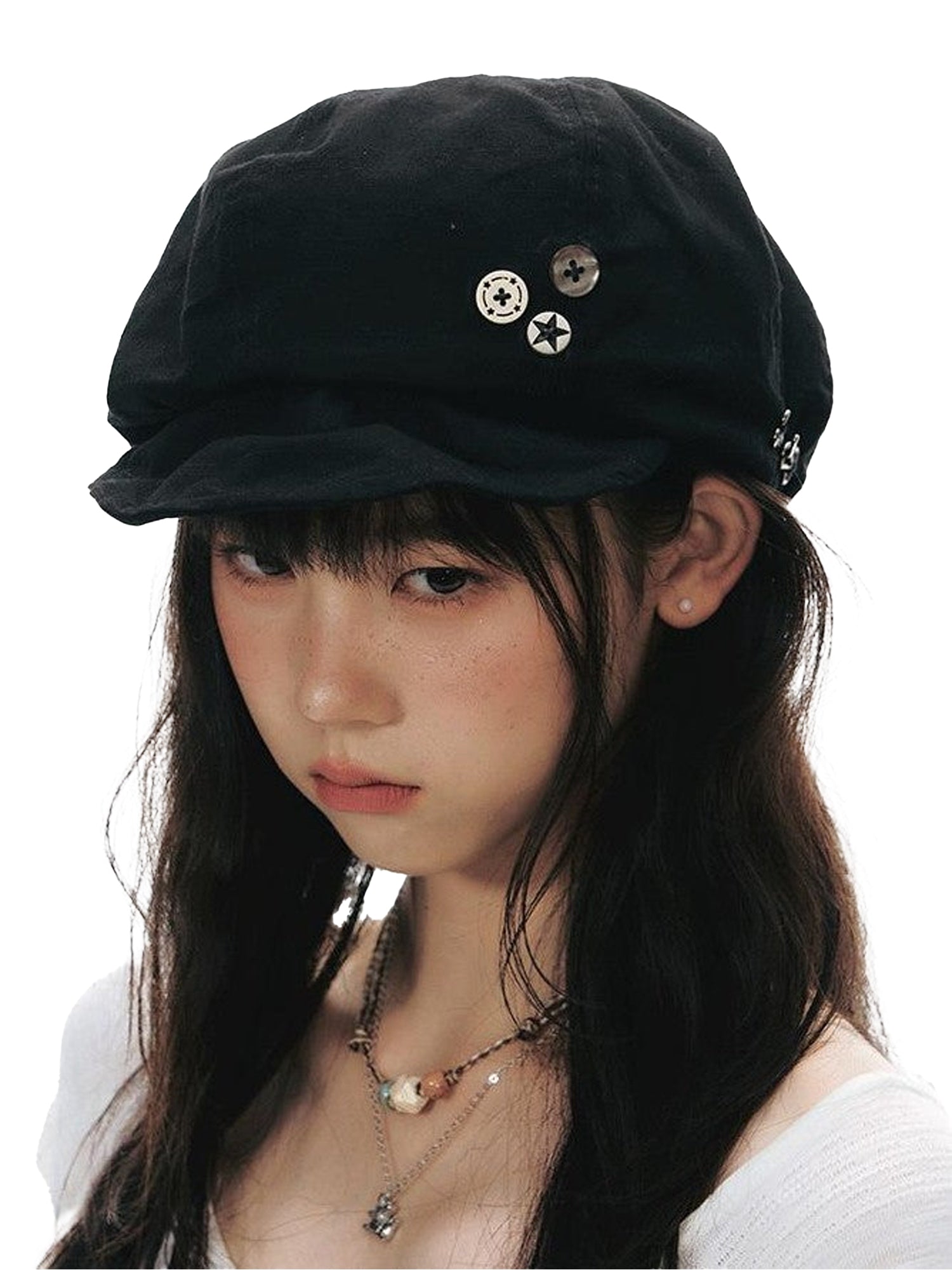 NAPSNAPS Handmade Octagonal Curved Brim Metal Buckle Women&