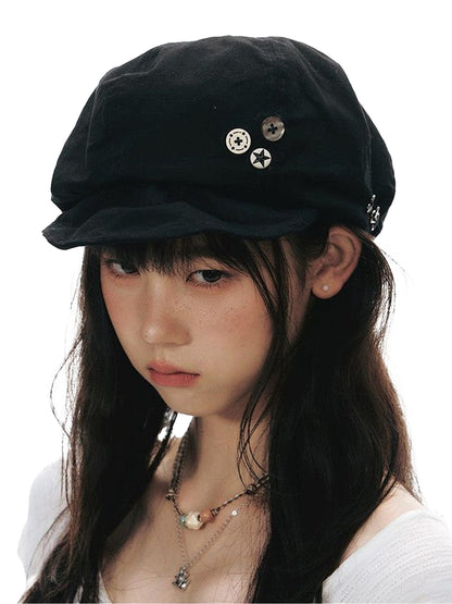 NAPSNAPS Handmade Octagonal Curved Brim Metal Buckle Women&