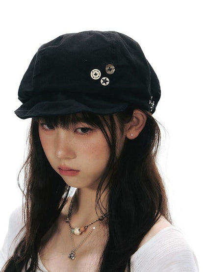 NAPSNAPS Handmade Octagonal Curved Brim Metal Buckle Women&
