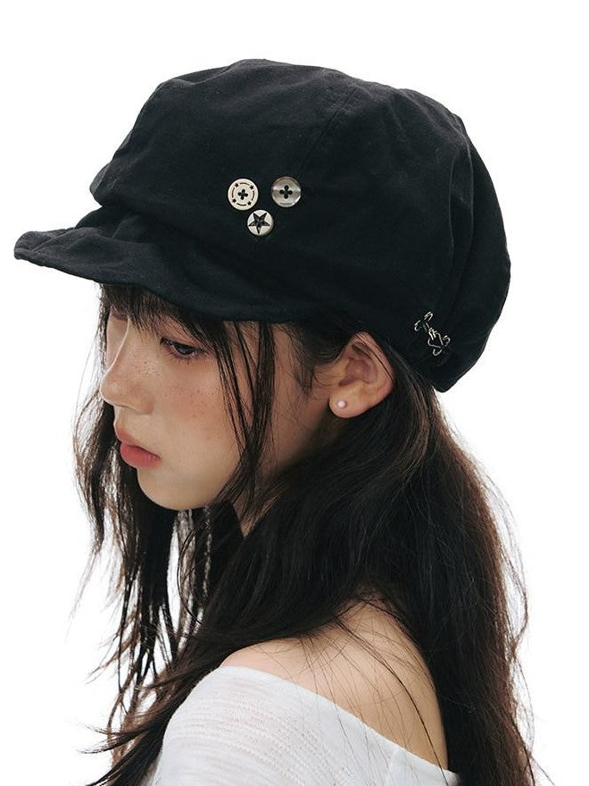 NAPSNAPS Handmade Octagonal Curved Brim Metal Buckle Women&