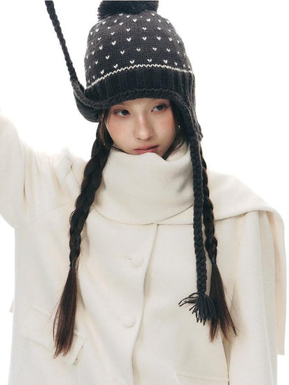 NAPSNAPS Heather Gray Knit Scarf Collar Lace Trim High Waisted Women&