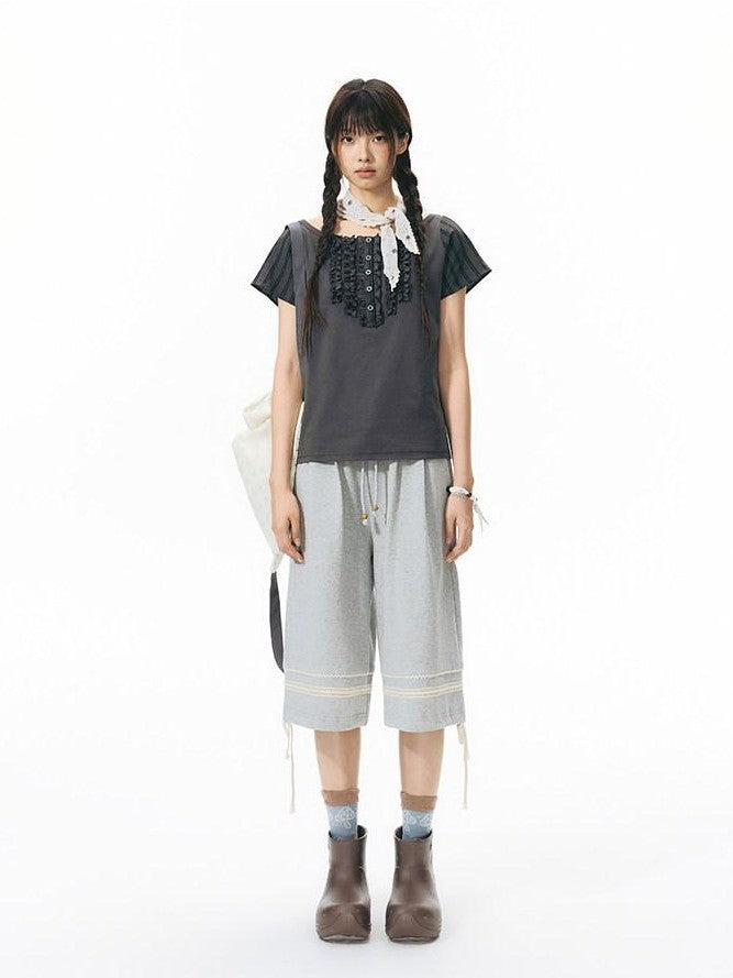 NAPSNAPS Heather Gray Patchwork Wide Leg Women&