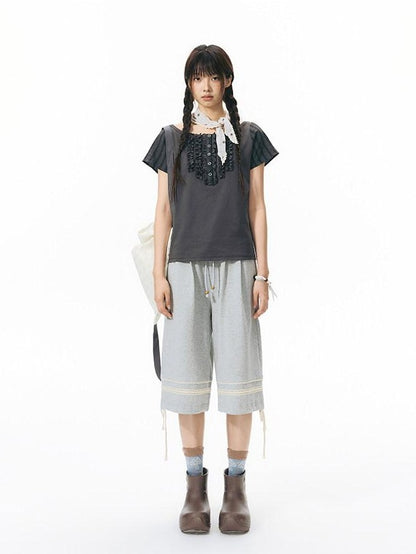 NAPSNAPS Heather Gray Patchwork Wide Leg Women&