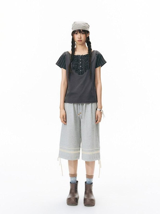 NAPSNAPS Heather Gray Patchwork Wide Leg Women&