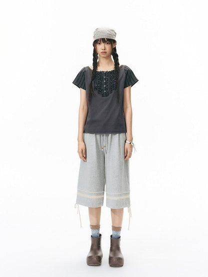 NAPSNAPS Heather Gray Patchwork Wide Leg Women&