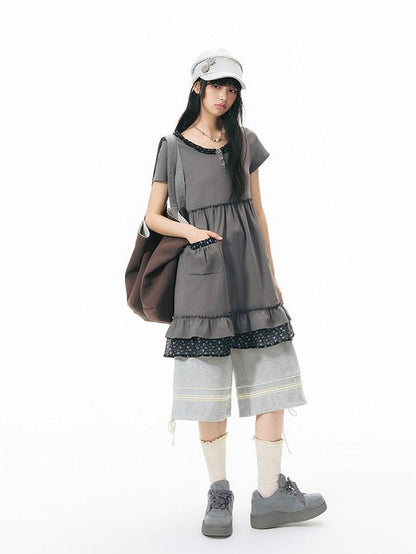 NAPSNAPS Heather Gray Patchwork Wide Leg Women&