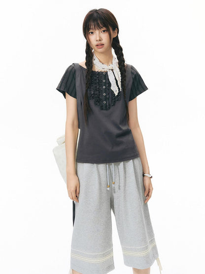 NAPSNAPS Heather Gray Patchwork Wide Leg Women&