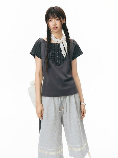 NAPSNAPS Heather Gray Patchwork Wide Leg Women&