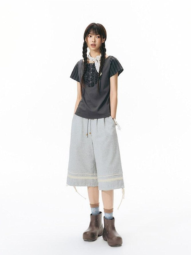 NAPSNAPS Heather Gray Patchwork Wide Leg Women&