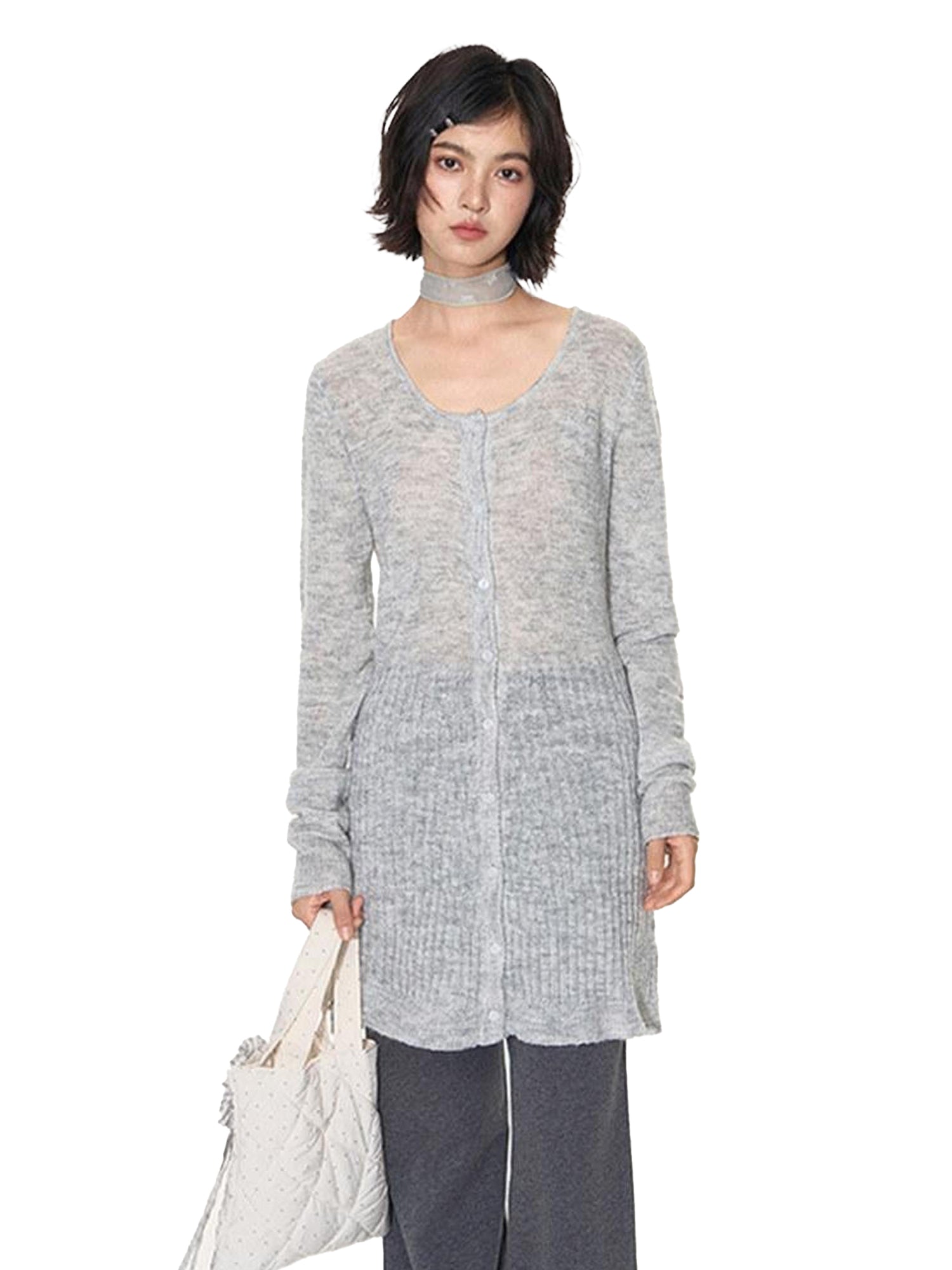 NAPSNAPS Heather Gray Star Jacquard Cardigan Women&