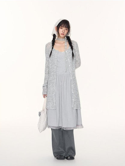 NAPSNAPS Heather Gray Star Jacquard Cardigan Women&