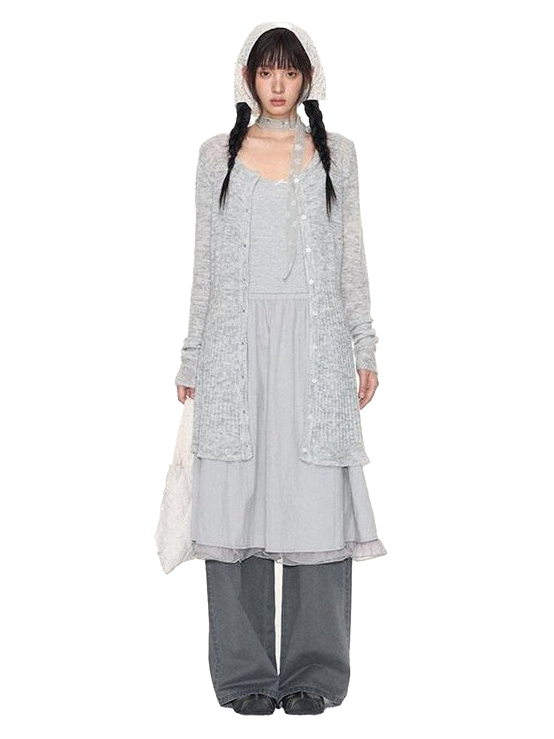 NAPSNAPS Heather Gray Star Jacquard Cardigan Women&