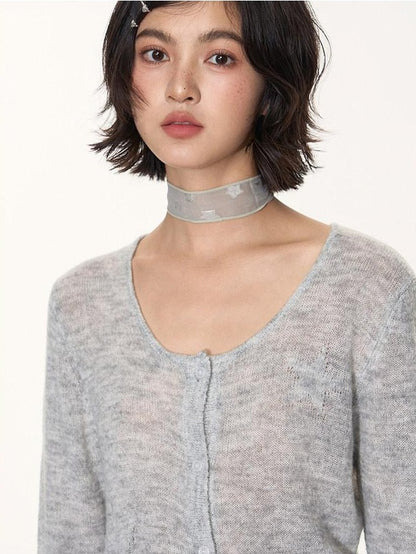 NAPSNAPS Heather Gray Star Jacquard Cardigan Women&