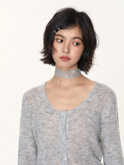 NAPSNAPS Heather Gray Star Jacquard Cardigan Women&