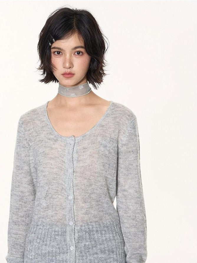 NAPSNAPS Heather Gray Star Jacquard Cardigan Women&