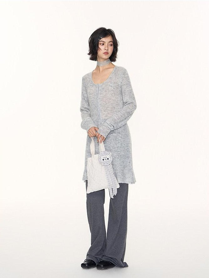 NAPSNAPS Heather Gray Star Jacquard Cardigan Women&