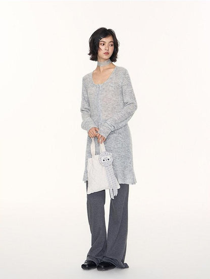 NAPSNAPS Heather Gray Star Jacquard Cardigan Women&