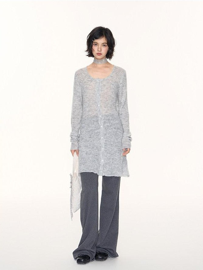 NAPSNAPS Heather Gray Star Jacquard Cardigan Women&