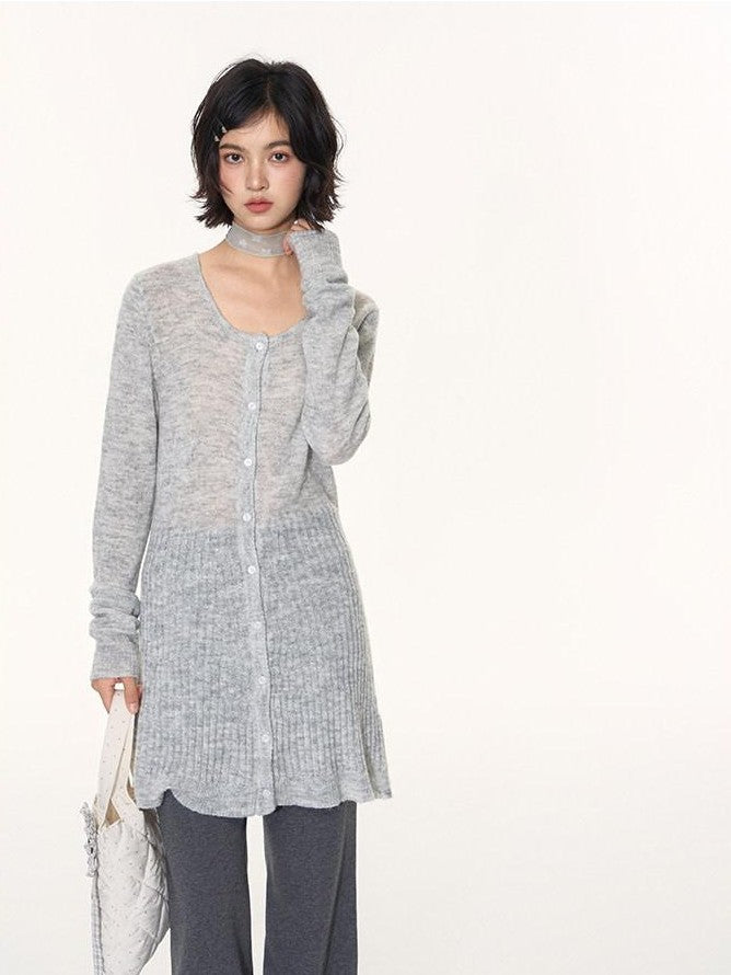 NAPSNAPS Heather Gray Star Jacquard Cardigan Women&