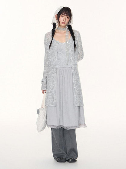 NAPSNAPS Heather Gray Star Jacquard Cardigan Women&