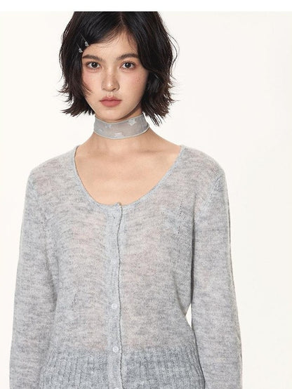 NAPSNAPS Heather Gray Star Jacquard Cardigan Women&