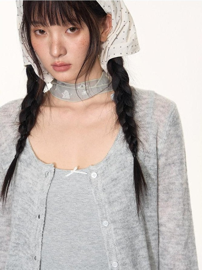 NAPSNAPS Heather Gray Star Jacquard Cardigan Women&