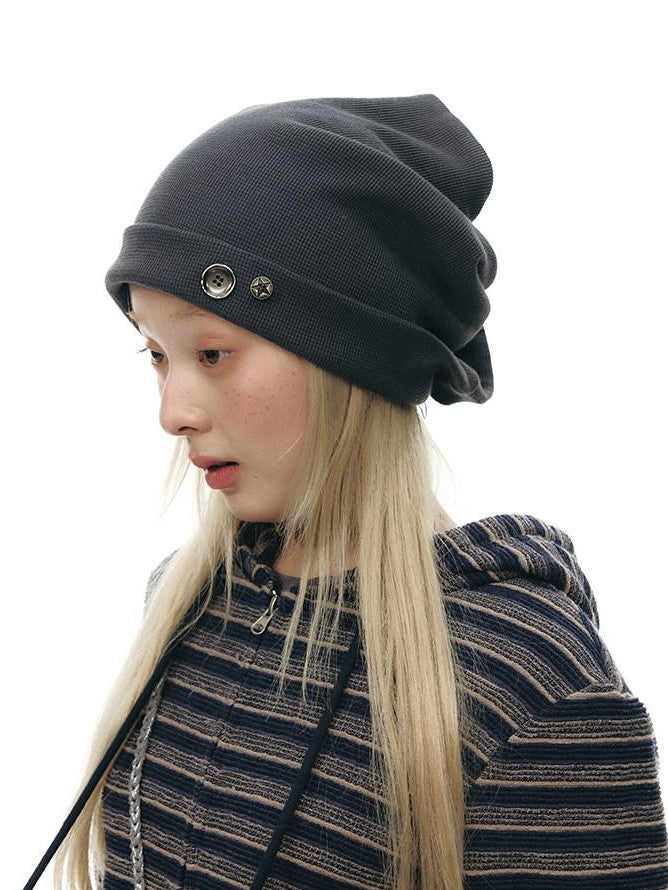 NAPSNAPS Heather Gray Waffle Knit Button Detail Women&