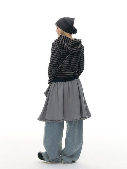 NAPSNAPS Heather Gray Waffle Knit Button Detail Women&