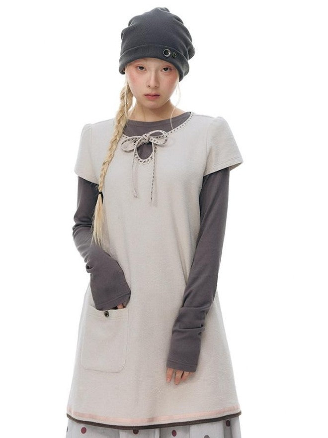 NAPSNAPS Heather Gray Waffle Knit Button Detail Women&