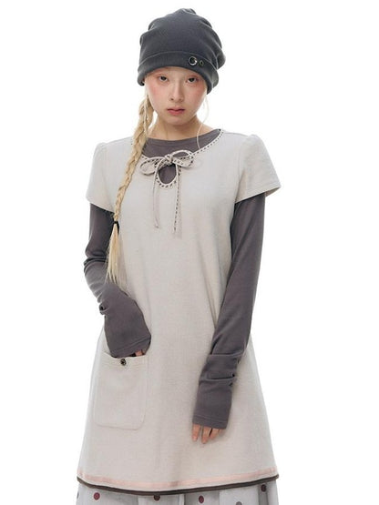 NAPSNAPS Heather Gray Waffle Knit Button Detail Women&