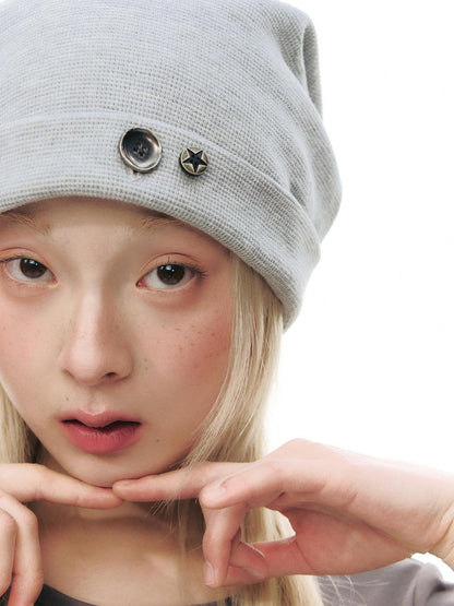 NAPSNAPS Heather Gray Waffle Knit Button Detail Women&