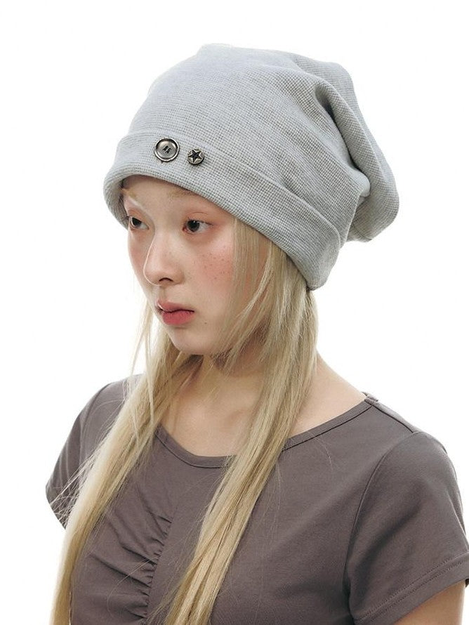 NAPSNAPS Heather Gray Waffle Knit Button Detail Women&