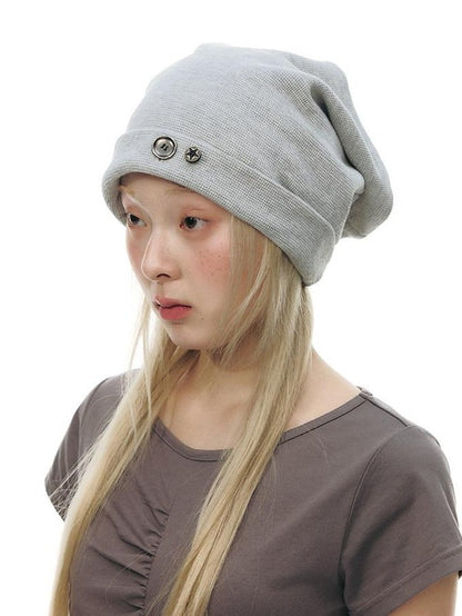 NAPSNAPS Heather Gray Waffle Knit Button Detail Women&
