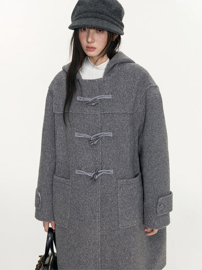 NAPSNAPS Heather Grey Hooded Duffle Toggle Midlength Loose Women&