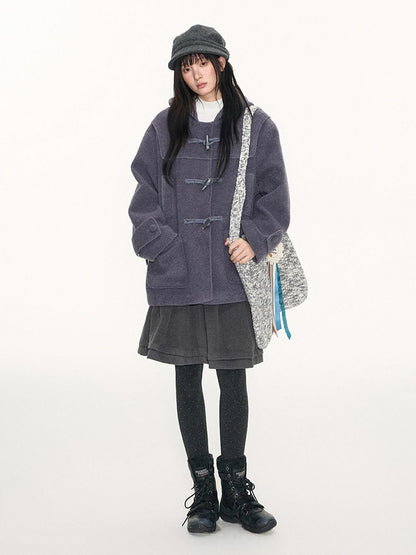 NAPSNAPS Heather Grey Hooded Duffle Toggle Midlength Loose Women&