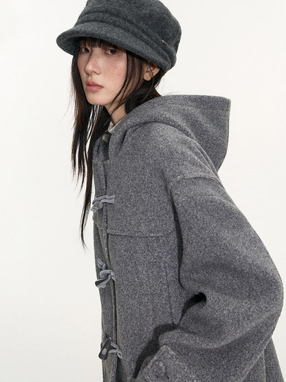 NAPSNAPS Heather Grey Hooded Duffle Toggle Midlength Loose Women&