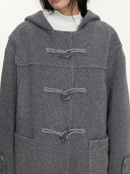 NAPSNAPS Heather Grey Hooded Duffle Toggle Midlength Loose Women&