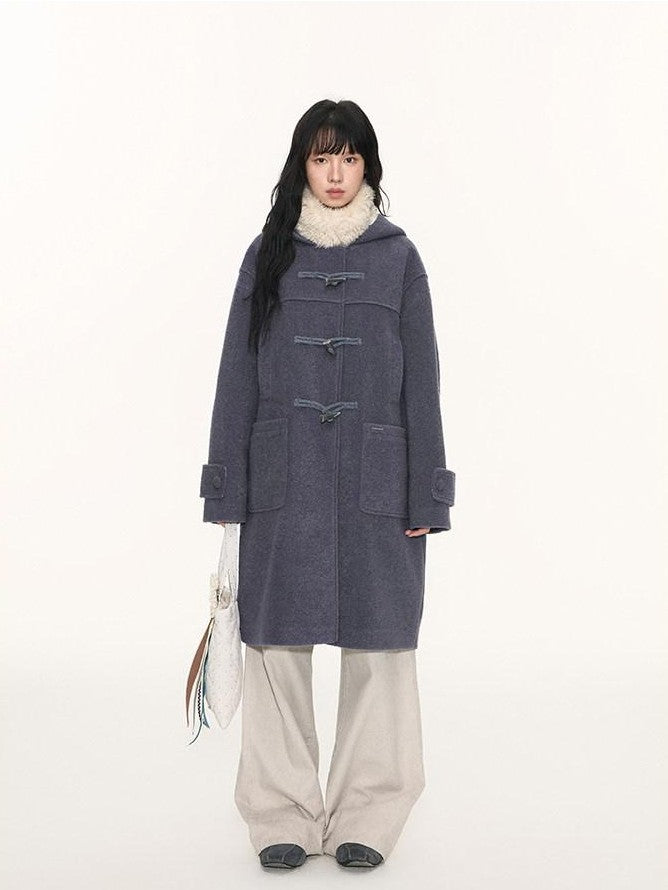 NAPSNAPS Heather Grey Hooded Duffle Toggle Midlength Loose Women&
