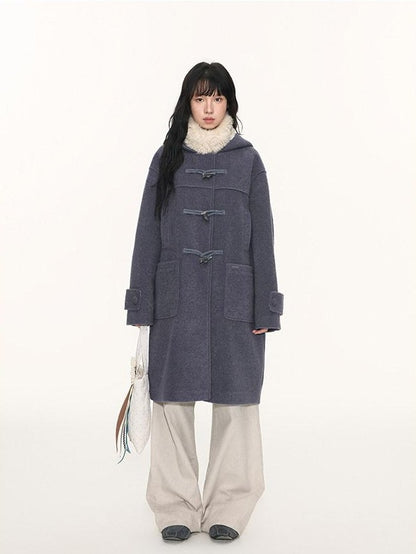 NAPSNAPS Heather Grey Hooded Duffle Toggle Midlength Loose Women&