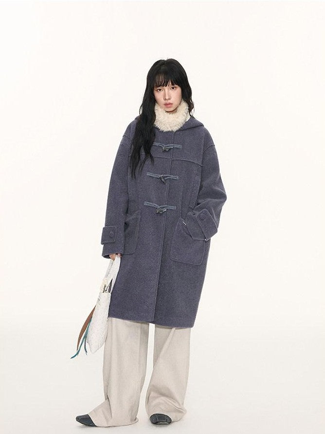 NAPSNAPS Heather Grey Hooded Duffle Toggle Midlength Loose Women&