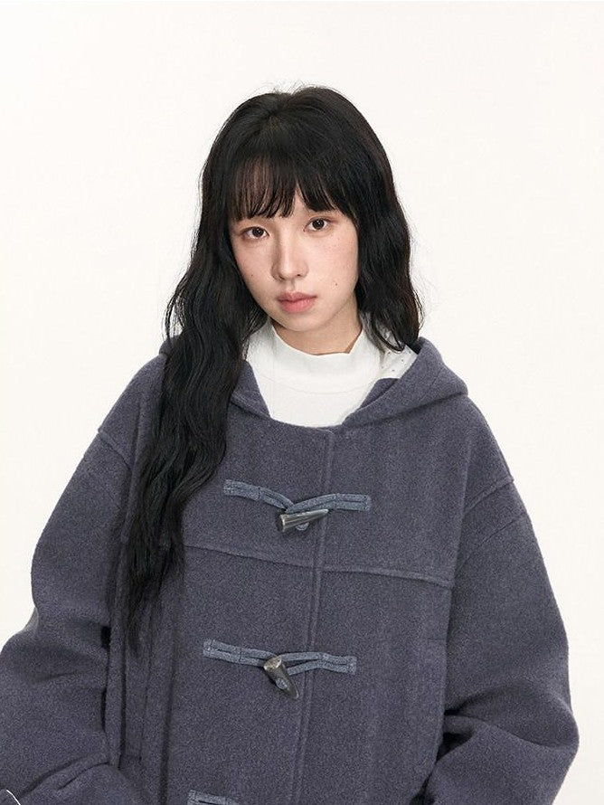 NAPSNAPS Heather Grey Hooded Duffle Toggle Midlength Loose Women&