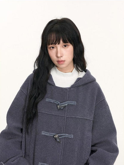 NAPSNAPS Heather Grey Hooded Duffle Toggle Midlength Loose Women&
