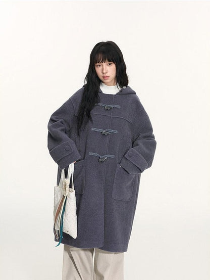 NAPSNAPS Heather Grey Hooded Duffle Toggle Midlength Loose Women&