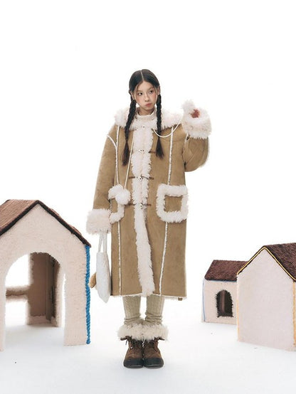 NAPSNAPS Hooded Long Faux Shearling Women&
